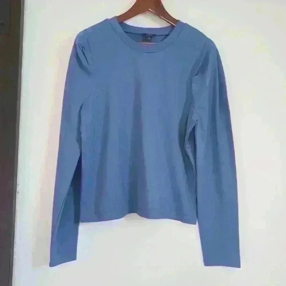 BUFFALO | David Bitton Forever Blue Pullover Ruffled Shoulder Sweater